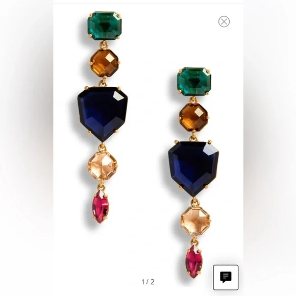 KATE SPADE SHE HAS SPARK CRYSTAL LINEAR DROP EARRINGS. NWT. - Picture 4 of 4